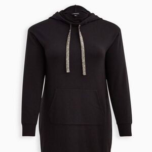 Torrid Black Hoodie Dress with Sparkling Drawstrings